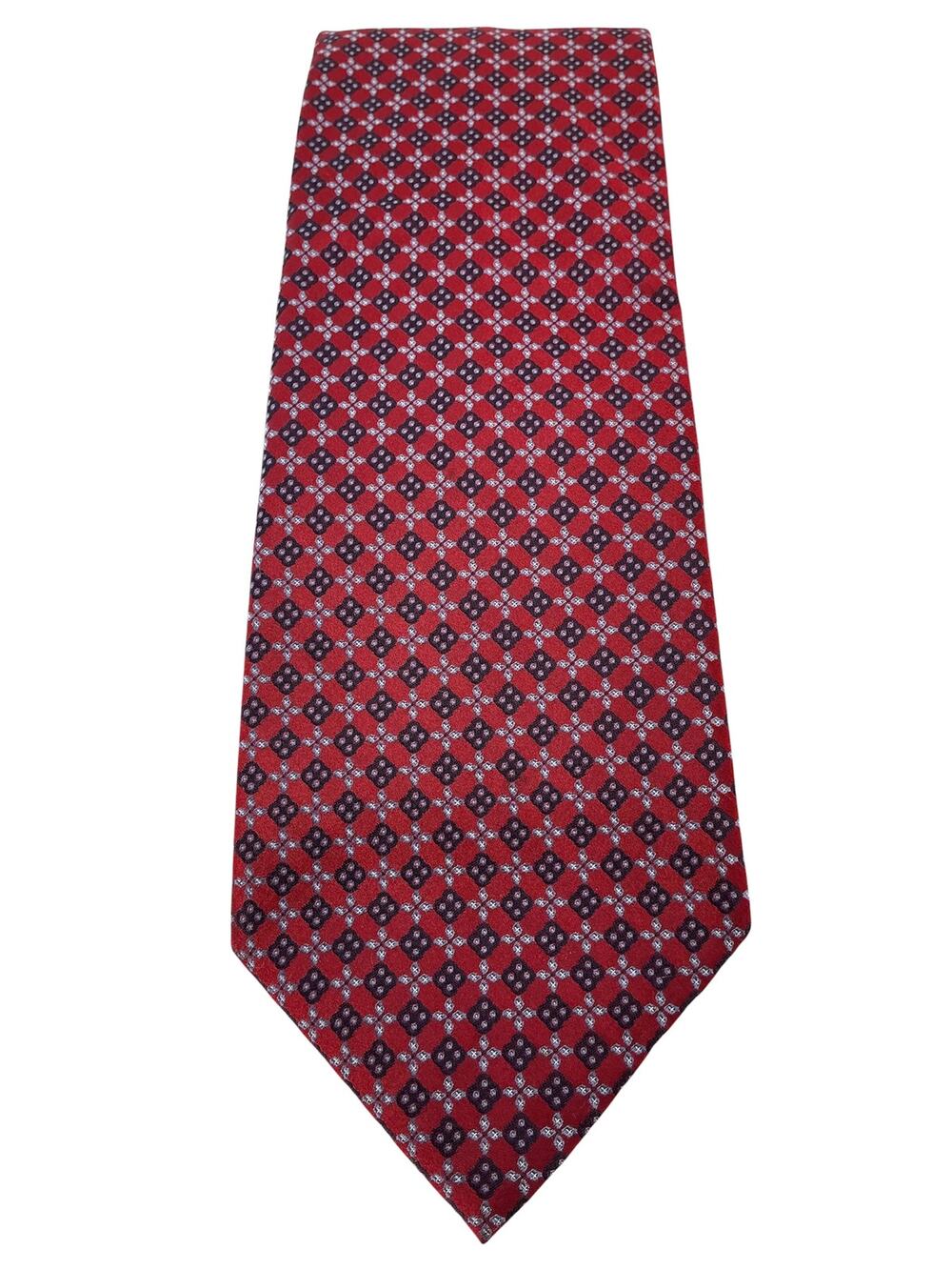 Stefano Ricci Tie Red Geometric 100% Silk Made Italy Crystal Luxury 61"